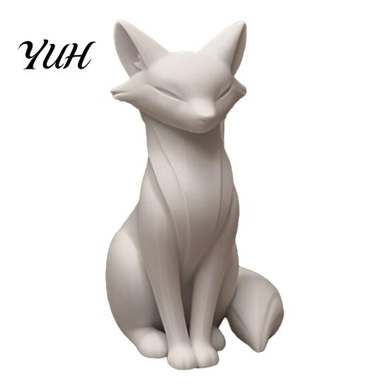 Künstlerische Wohnaccessoires 3D-gedruckte minimalistische Fuchsskulptur, elegante Figur, matte moderne Skulptur Schreibtischornament für Wohnzimmer Eingangsbereich
