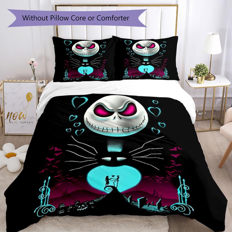 Christmas Nightmare Bedding Set Breathable Duvet Cover with Pillowcases Decorative Bed Linen for Bedroom Home Decoration Birthday Gift