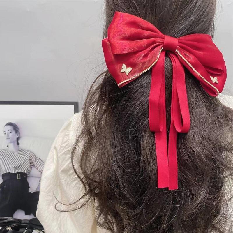Elegant Sweet Bow Ponytail Hair Clip Solid Color Big Bowknot Hairpins For Women Girls Simple Hair Accessories Gifts