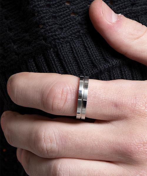 Scalettoblack Ba027 Half Stripe Pattern Ring