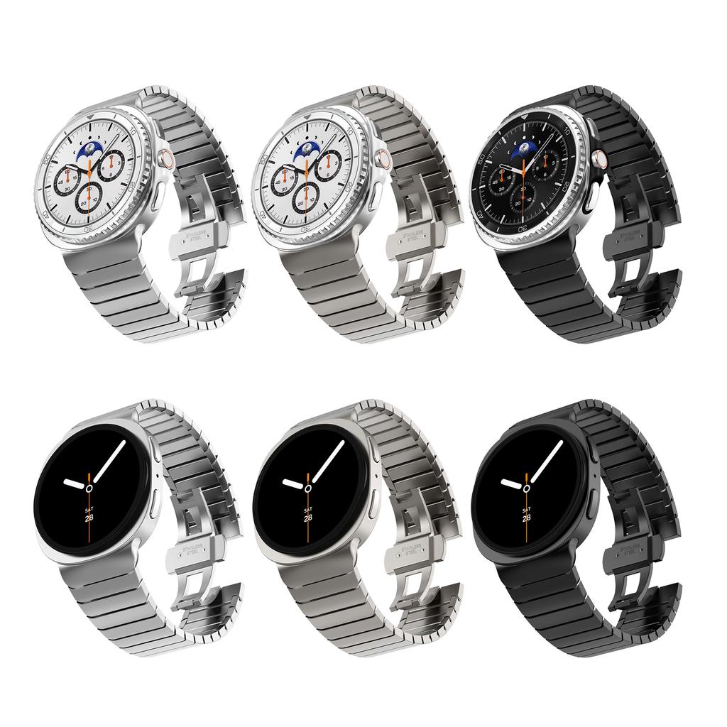 Watch Band for Samsung Galaxy Watch8 44mm/40mm/Watch8 Classic 46mm 1-Bead Bamboo Link Stainless Steel Strap