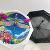 Colorful Dragonfly & Flower Design Automatic Opening Folding Umbrella with 8-Bone Iron Frame, Suitable for Fans, Travelers, Daily Use, and G
