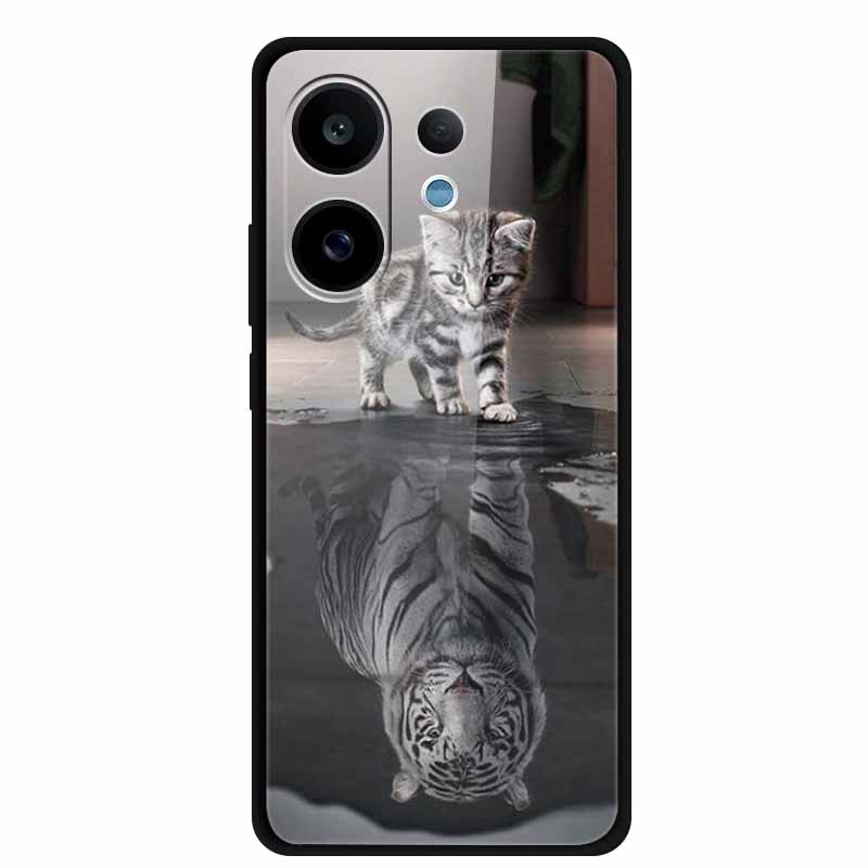 For Vivo V60 5G Glass Case Fashion Cool Animal Tempered Glass Back Cover Case For Vivo V 60 2025 Phone Cases 6.77" Fundas Coques