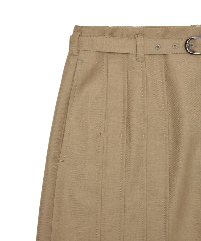 Youth Pleats Midi Skirt - Beige