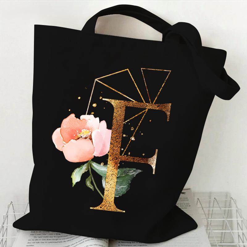 Print Canvas Bag Women's Shoulder Bag Fashion Floral Letter Ladies Hand Bags Alphabet Tote Bag