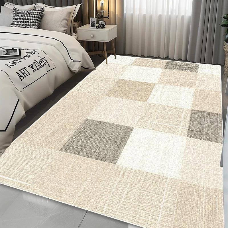Modern Geometric Carpet Living Room Luxury Home Decoration Sofa Non-slip Large Area Rugs Cream Wind Bedroom Bedside Floor Mats