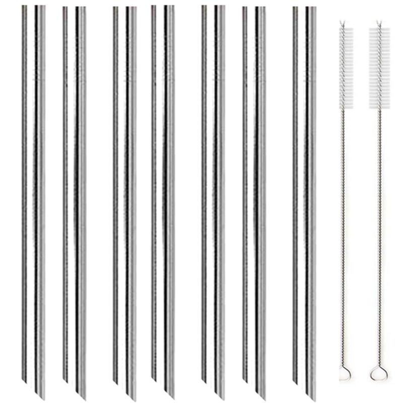 7 Colors 8.5" Wide Metal Drinking Straw 304 Stainless Steel Straws Set Reusable Boba Straw for Bubble Tea Milk Bar Accessory