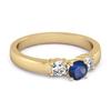 Blauer Saphir Eleganter Drei-Stein-Ring - 925 Sterling Silber Gold Vermeil