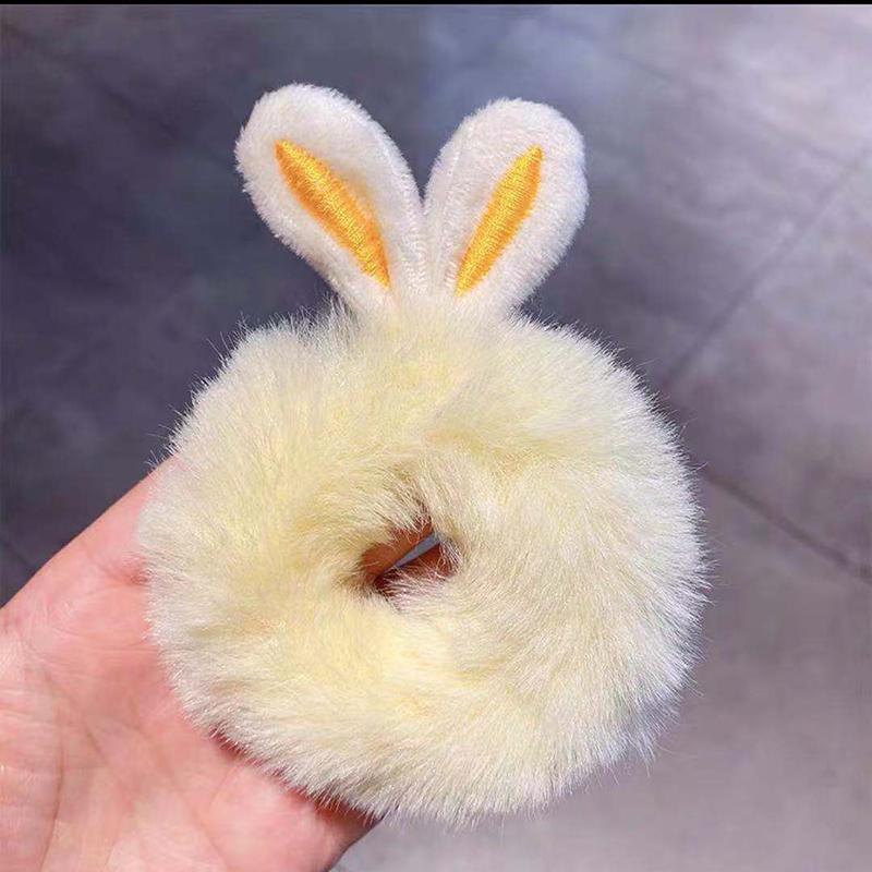 1Pcs/2Pcs New Hair Accessories Fake Fur Hair Rope Cute Bear Scrunchies Girls Elastic Hair Rubber Bands Gum Kids Ponytail Holder