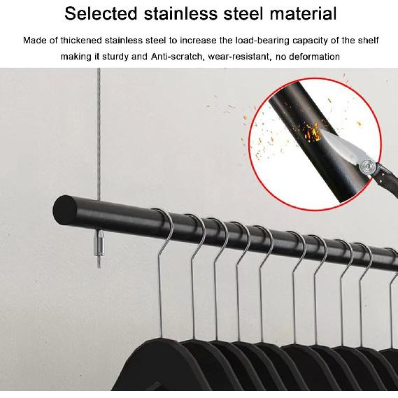Height Adjustable Metal Clothing Hanging Racks,Commercial Wedding Dress Display Shelf Window Hanging Garment Rack, Ceiling Mount Clothes Storage