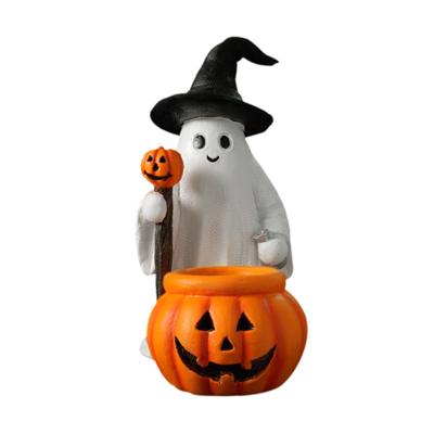 Halloween Ghost and Pumpkin Statue Lightweight Handmade Craft Cute