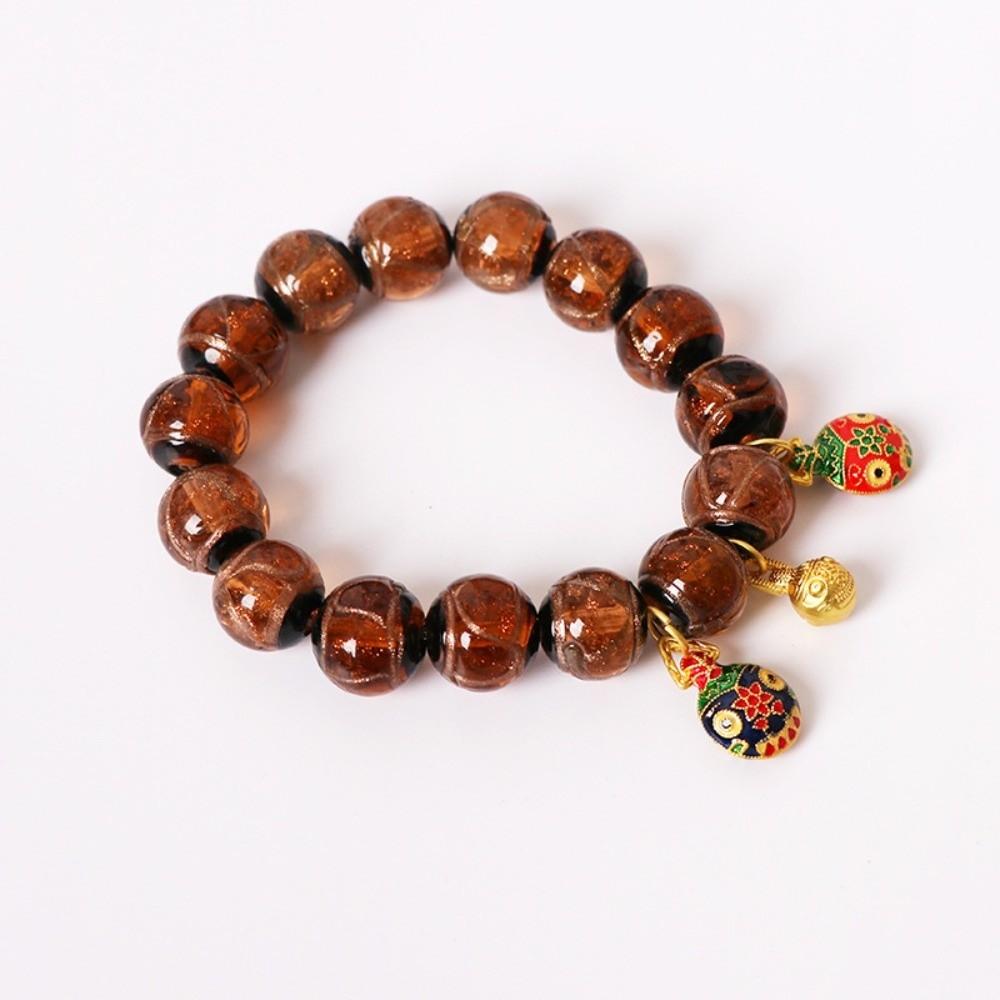 Family of Three Incense Gray Bracelet Glass Material Colored Glaze Bracelet  Wealth Attraction