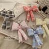 Korean Style Plaid Bow Bag Charm Keychain - Blue & Pink