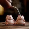 Pink Ru Kiln Bubble Fish Tea Pet & Incense Holder Ceramic Cute Design for Gongfu Tea Ceremony Home Decor Meditation Gift