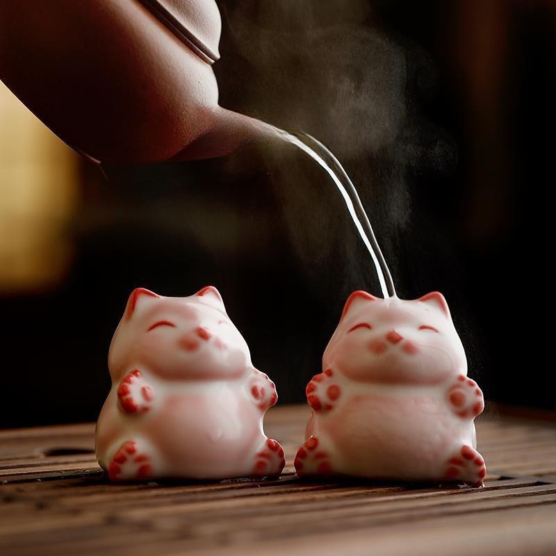 Pink Ru Kiln Bubble Fish Tea Pet & Incense Holder Ceramic Cute Design for Gongfu Tea Ceremony Home Decor Meditation Gift