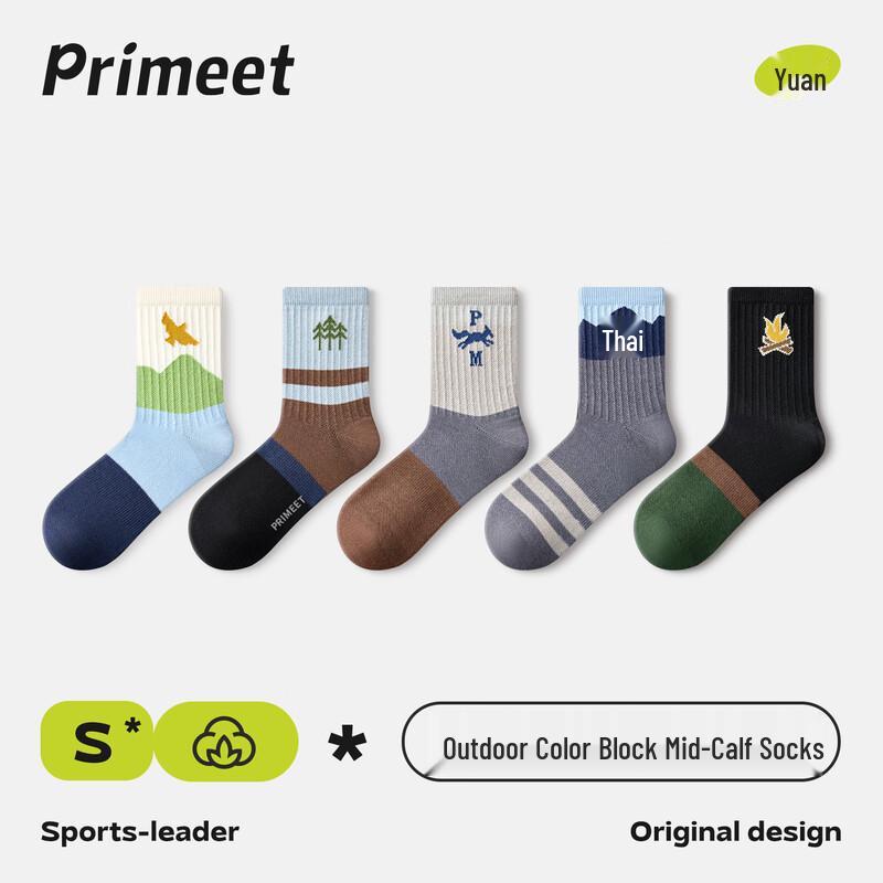 PRIMEET Men s All-Season Mid-Calf Cotton Socks One Size (EU 36-43)