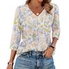 Women's V Neck 3/4 Sleeve Tops Casual T Shirts Basic Summer Tees Loose Fit Fall Pullover Tunic