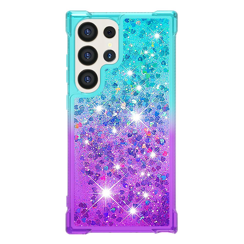 

For Samsung Galaxy S25 Ultra TPU Case Gradient Quicksand Phone Back Cover Sky Blue+Purple