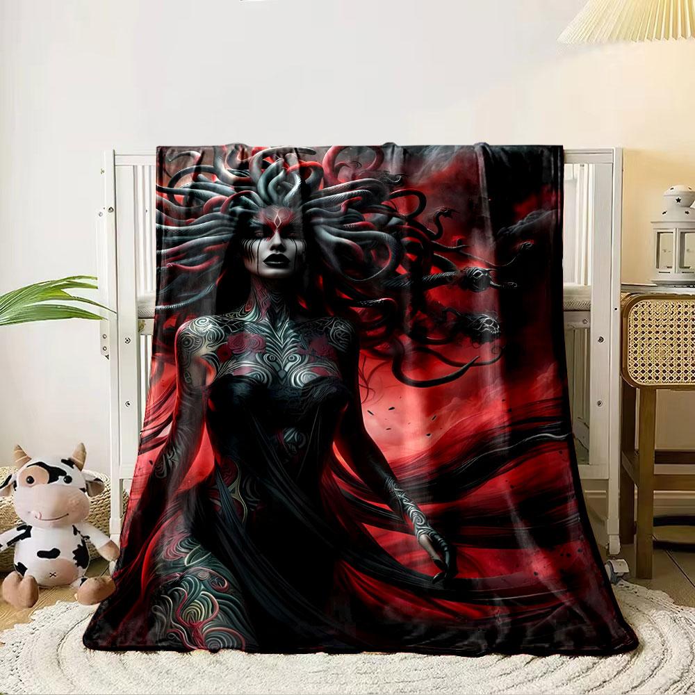 Flowing dark patterns, serpentine shapes, red and black ethereal background. for all seasons blanket lunch break throw gift