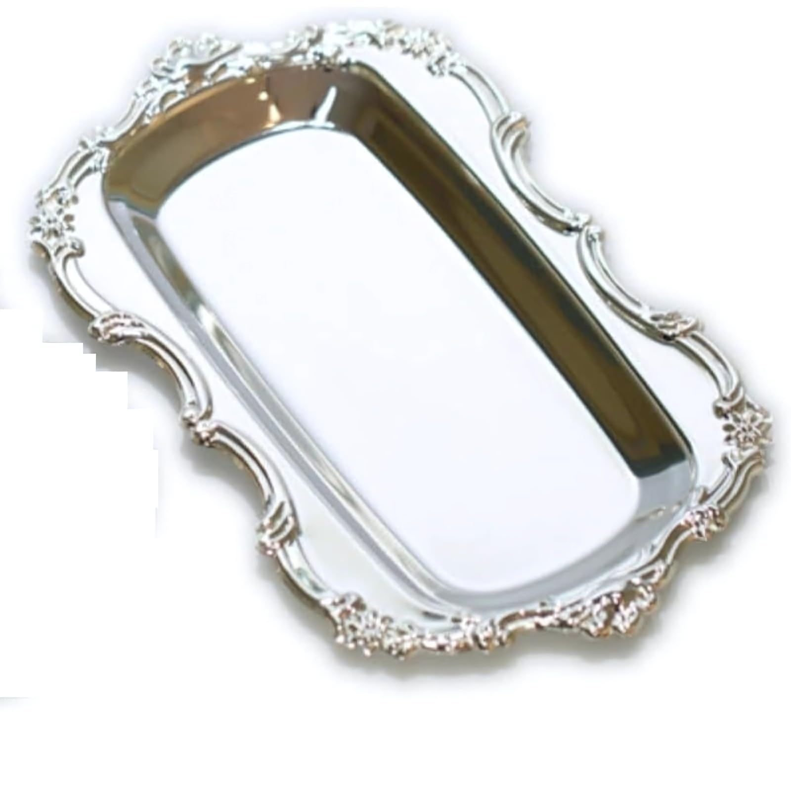 

Поднос с оборками для хранения ювелирных изделий, аксессуаров, ключей, косметики и наличных денег (Серебристый, Овальный)