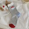 Female Autumn and Winter New Casual Color Stripes Dot Embroidery Small Flower Letter Cute Cartoon Tube Stack Socks