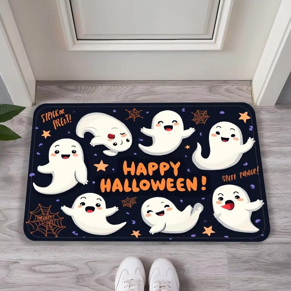 Halloween Pumpkin Cute Ghosts Kitchen Rugs Non Slip Washable Cushioned Carpet Comfort Porch Floor Doormat Farmhouse Decor
