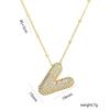 Elegante Collana con Ciondolo Alfabeto in Oro 18 Carati Placcato Zircone