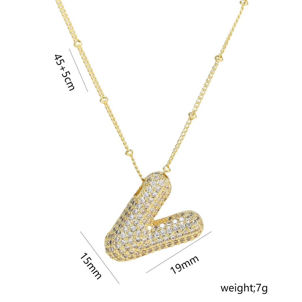 Elegante Collana con Ciondolo Alfabeto in Oro 18 Carati Placcato Zircone