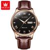 OLEVS Men's Watches Casual Trend Leather Strap Original Self-winding Mechanical Wristwatch for Man Waterproof Luminous Date Week