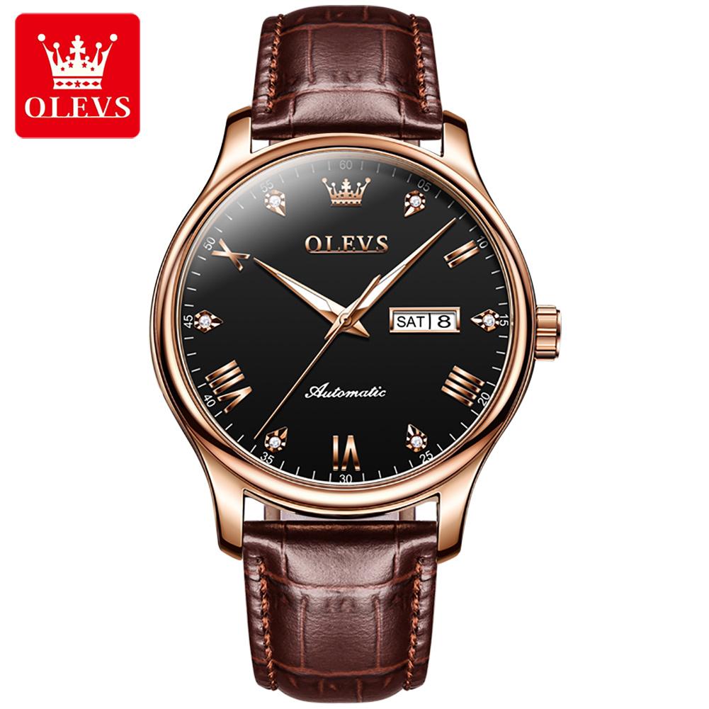 

OLEVS Новые деловые и развлекательные часы для джентльменов с бриллиантами, светящиеся водонепроницаемые механические часы для мужчин