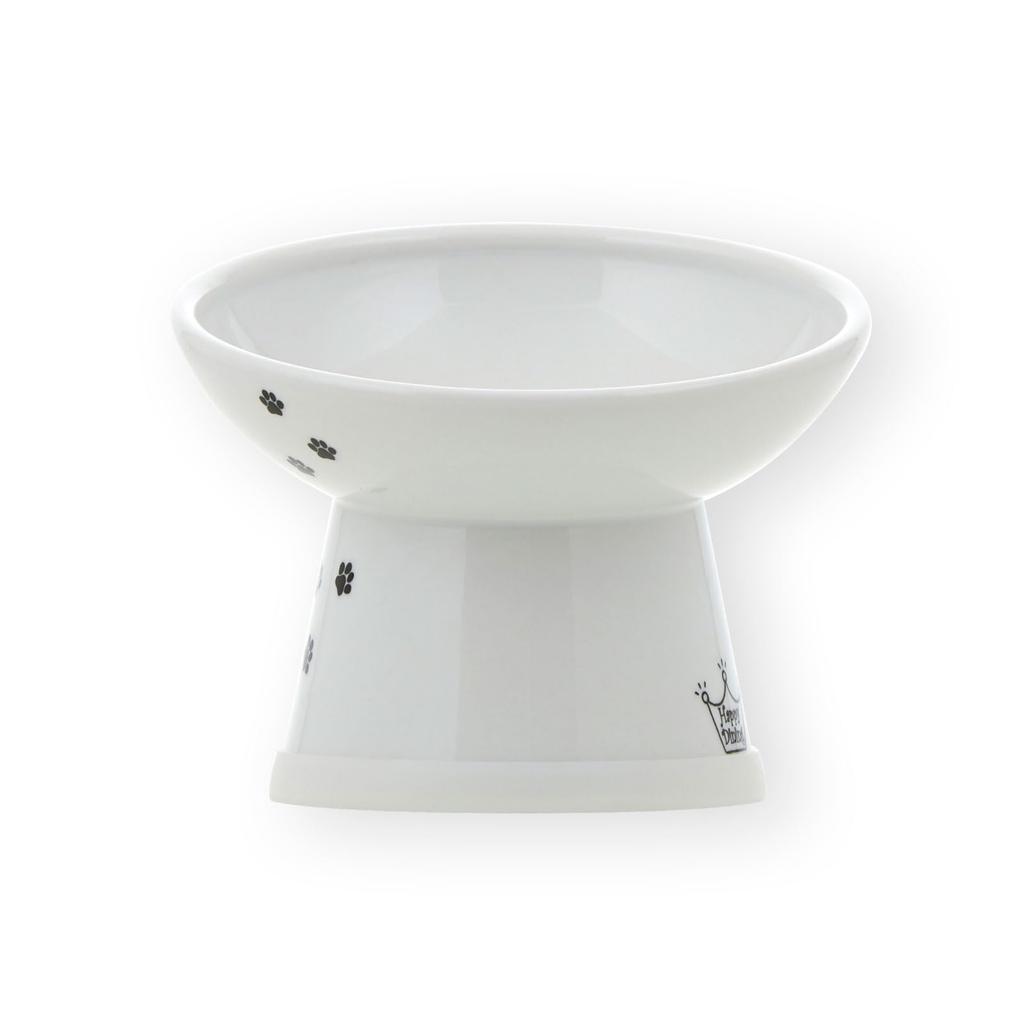 Nekoichi Happy Dining Nyanyame Cat Food Bowl with Legs, Regular, Cat Pattern, Reduces Regurgitation, Microwave & Dishwasher Safe, Set of 2