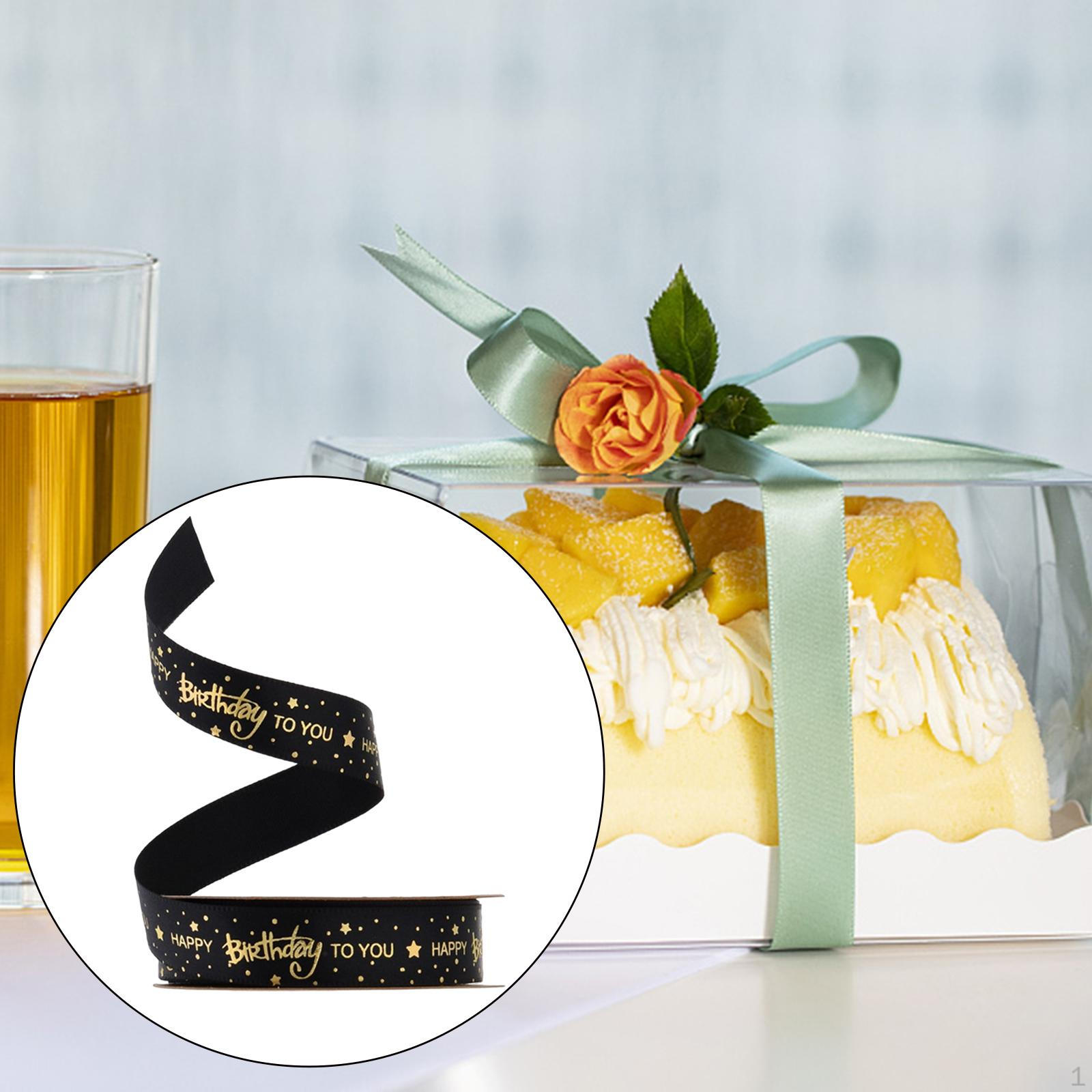 Happy Birthday Ribbons Wrapping Ribbon for Hairpin, Wedding Decorative, Bouquet,Invitation Black 20Yard