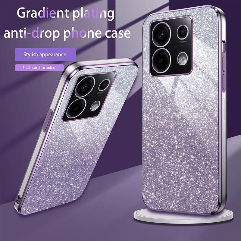 Custodia in Silicone Lucida con Placcatura Glitterata per Xiaomi POCO X6 Pro 5G Copertura Posteriore Morbida per Obiettivo Fotocamera