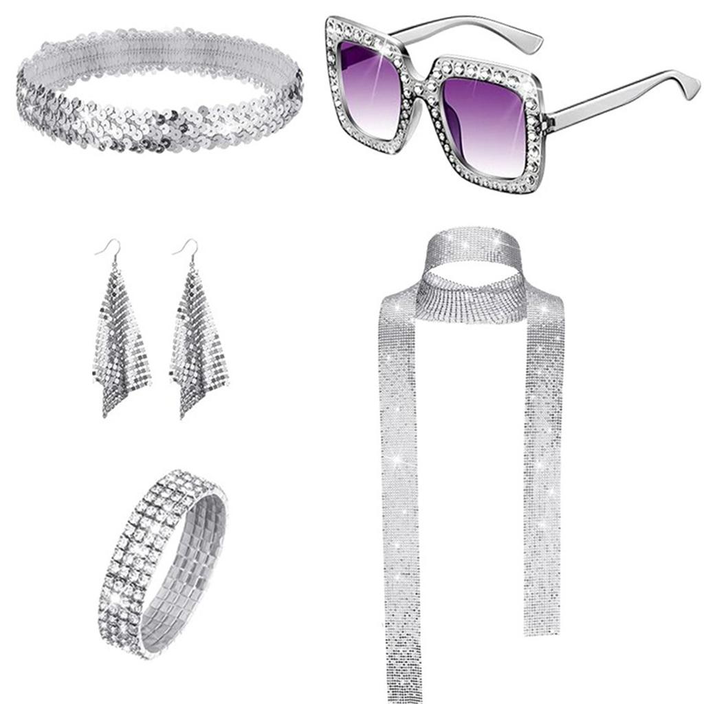 1970s Theme Party Disco Costume Set Sunglasses Earrings 70s Disco Costume Set 1970s Disco Accessories