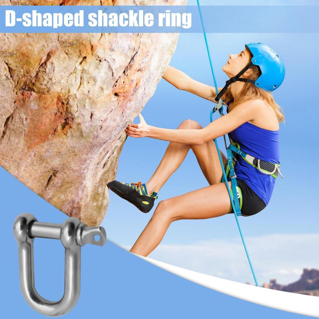 D Ring Shackles 10-Pieces Stainless Steel D-Shaped Bow Shackles Rigging Safety Equipment Tool For Survival Camping
