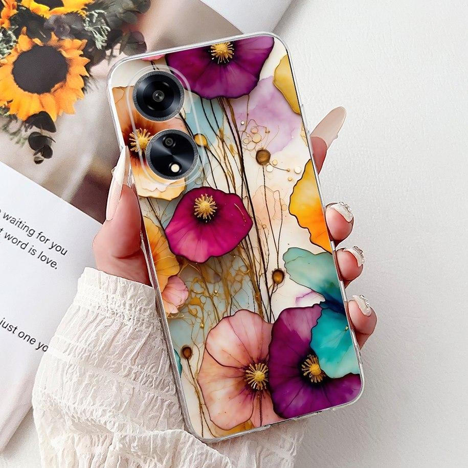 For OPPO F23 Case CPH2527 Cover Fashion Marble Flower Soft Slim Silicone Back Cover on OPPO A98 A1 5G CPH2529 OPPOF23 Phone Case