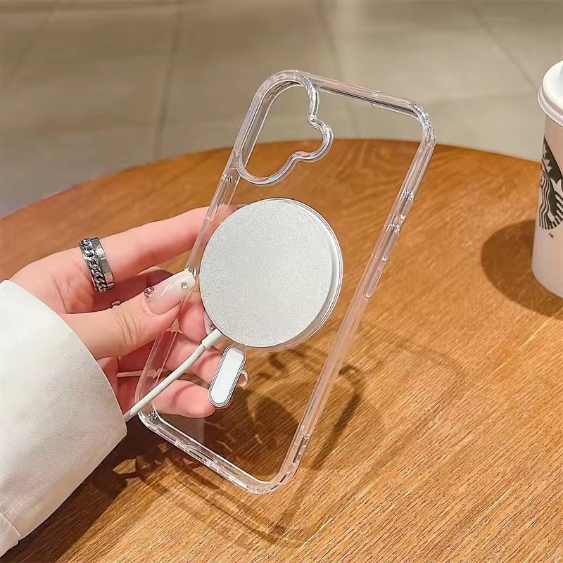 Încărcare Wireless Magnetică de Lux pentru Husă Magsafe pentru iPhone 17 Air Pro Max Husă Spate Husă Transparentă