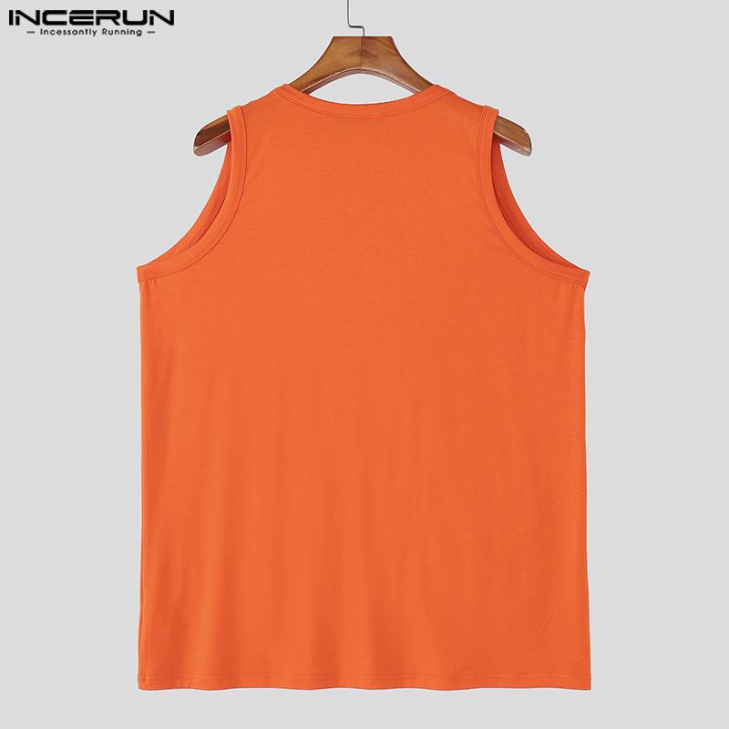 INCERUN Summer Men Deep U Neck Sleeveless Sport Casual Loose Tank Tops