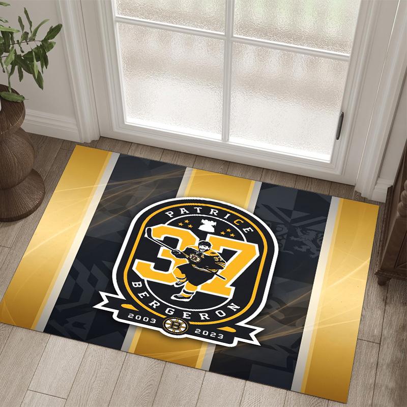 Design Boston Bruins Tappeto in Velluto di Cristallo Accogliente Non?Tappeto Stampato Antiscivolo per Camera da Letto Soggiorno Ingresso