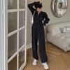 Chic Early Autumn Women's Hooded Sweatshirt and Pants Set #867: Trendy Casual Sportswear Two-Piece Suit