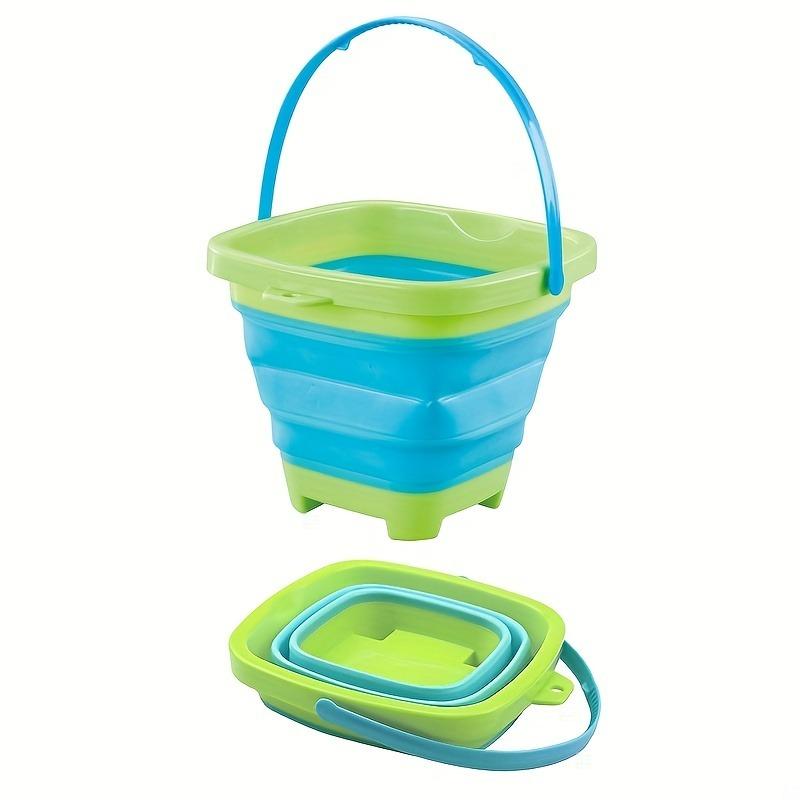 Collapsible Bucket 67.63 Oz, Silicone Sand Bucket, Portable for Beach & Camping, Durable Plastic Foldable Bucket