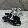 2025 Summer New Women's Shoes Casual High Heels Mid-heel Leak Toe Half-drag Sandals Pedal One-word Slippers Pedal
