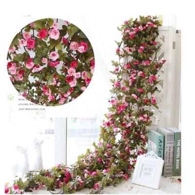 Künstliche Rosen Blumen Rosa Seiden Efeu Ranke Hängende Girlande Grüne Blätter Mit Blumen Dekoration