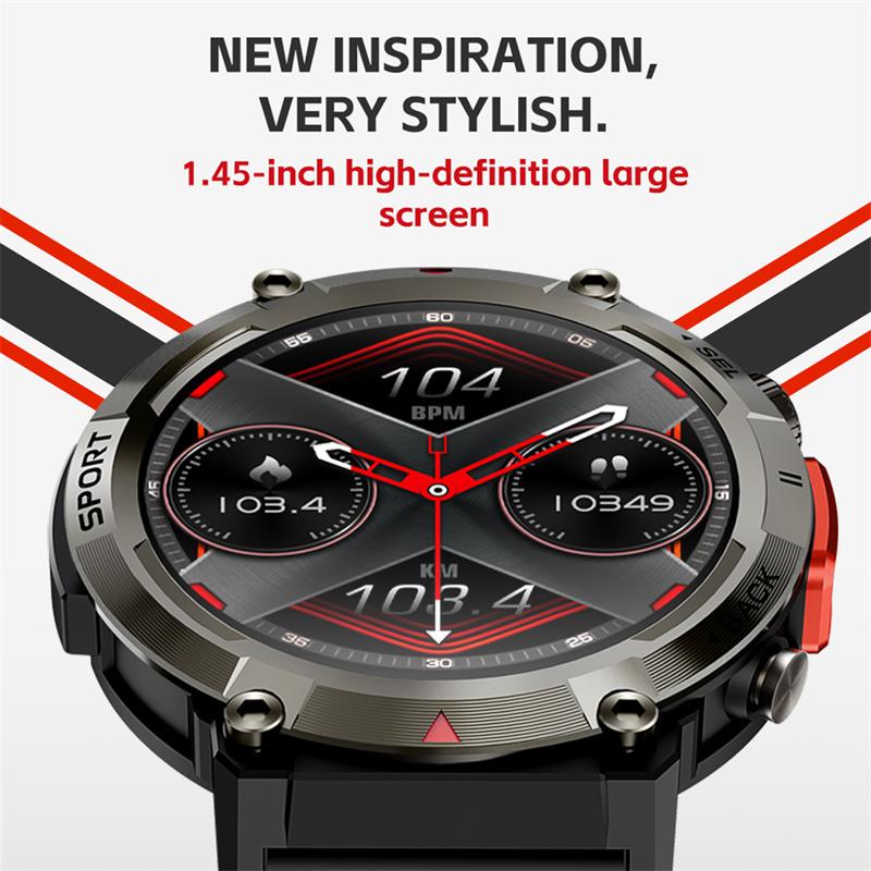 S100 KE3 Taschenlampe Smartwatch 1,43 Zoll Amoled Großer Bildschirm BT Anruf Licht Smartwatch Für Männer Outdoor Sport Fitness Tracker