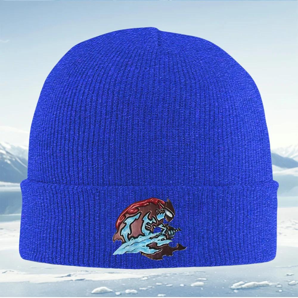 Winged creature flowing ice design Unisex Women Unisex Knitted Hat Beanie Pullover Cap Winter Thermal Warm Christmas Outdoor Cyclin