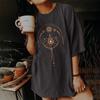 Women's Vintage Drop Sleeves Printed Pattern Casual Short Sleeve Tops Blouse