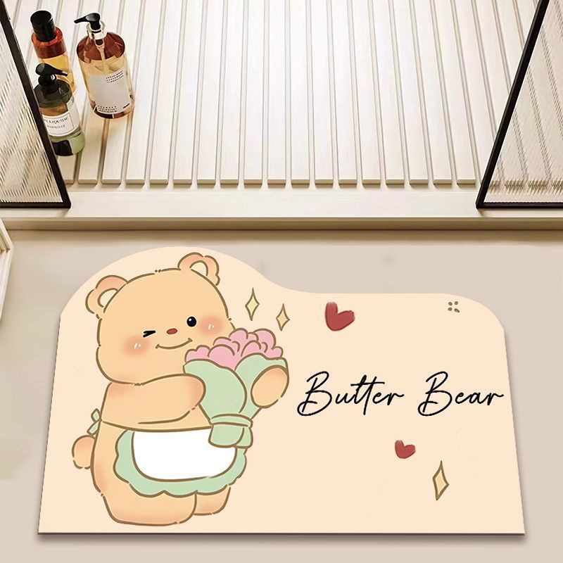 

Butter Bear Bathroom Floor Mat Diatom Mud Bathroom Door Floor Mat Household Kitchen Non-Slip Absorbent Floor Mat Quality 40X60cm 15.7X23.6in