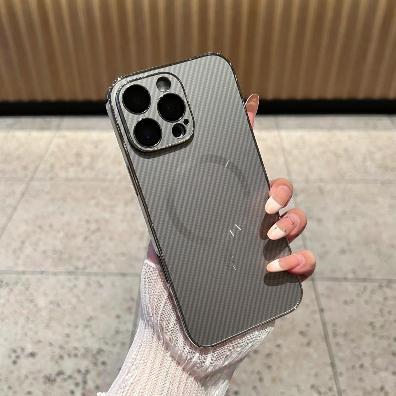 Carbon Fiber Magnetic Charging Phone Case IPhone 16 Pro Max Shockproof Protective Cover