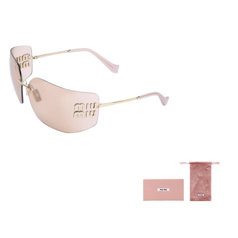 Miu Miu Logo Embossed Decorative Metal Irregular Shape Sunglasses Women sunglasses Gold SMU54Y-ZVN20F