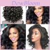 Peruca de Moda Feminina Qualidade Premium Renda Frontal Onda de Água Cabelo Preto Curto Bob Cacheado Perucas Completas Para Estilo Sem Esforço